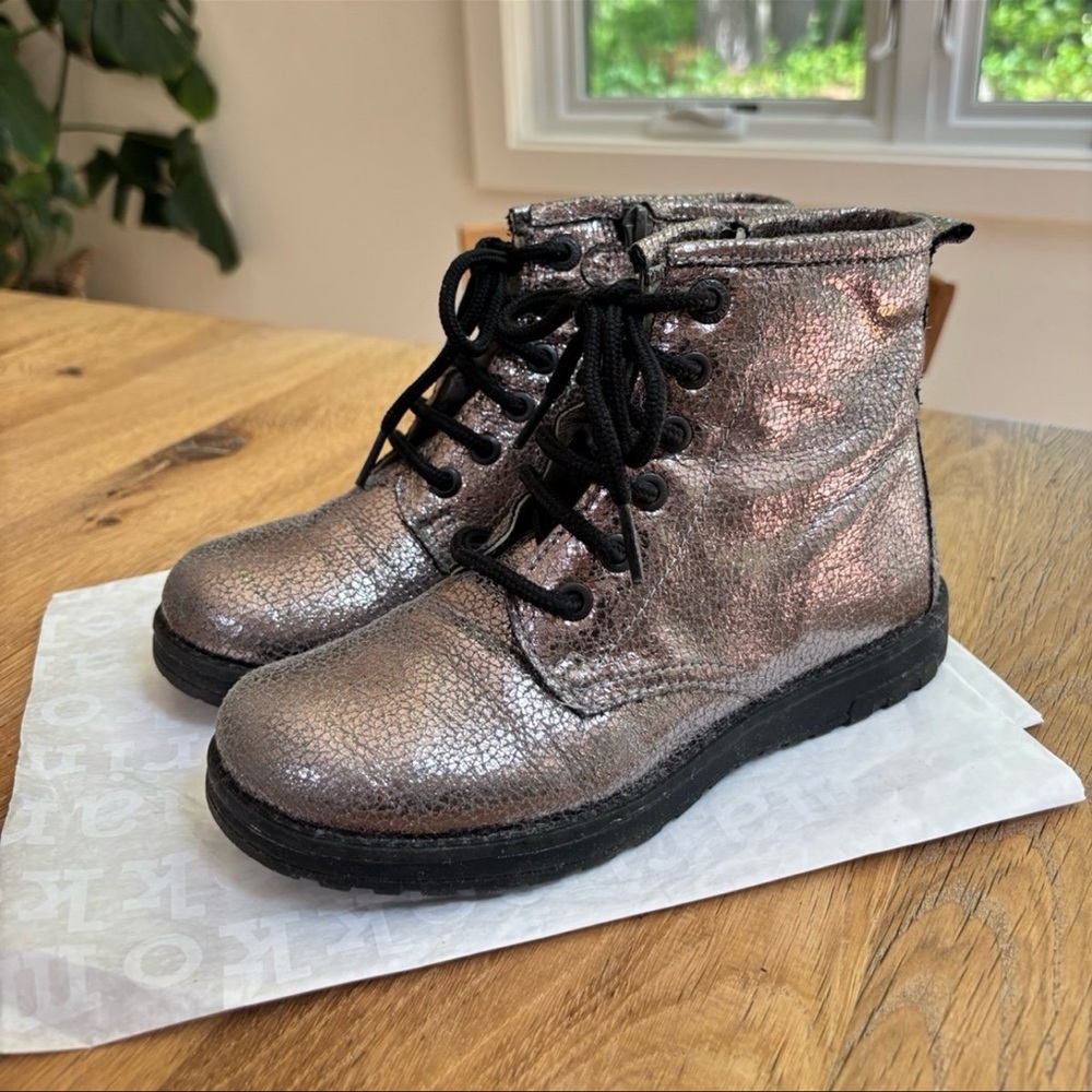 (SOLD) Primigi, Kids Metallic Brown Gold lace-up high cut boots, EU 34